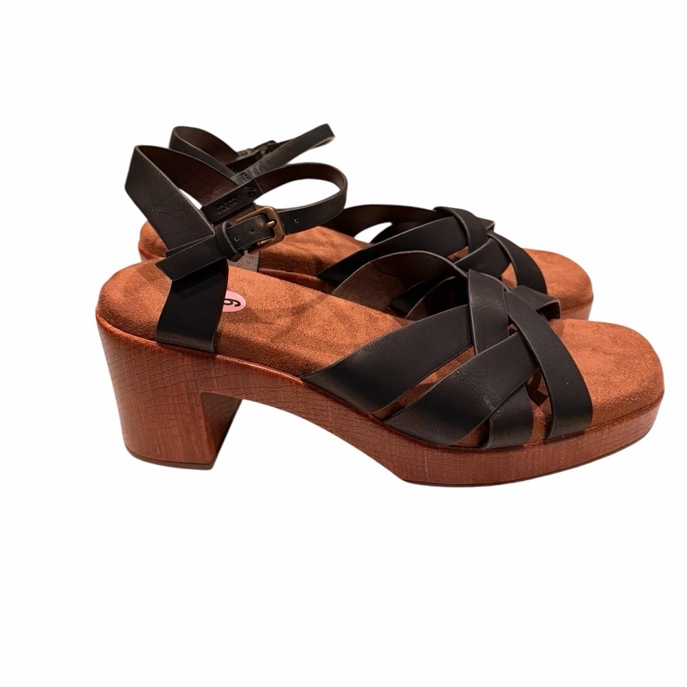 Sonoma Ortholite Eco Sandals Heeled Black Brown Size 9